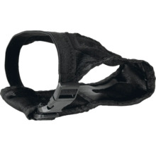 Schwarzer Maulkorb aus Stoff mit verstellbarem Riemen und Schnalle