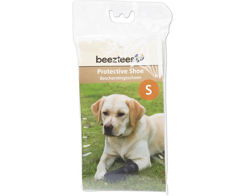 Beeztees Logo. Verpackung für Hundeschuhe Größe S zum Schutz der Pfoten