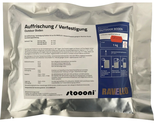 Oberflächenverfestigung Ravello Außenbereich 1 Liter - ca. 3-5 m² Packung Auffrischung und Verfestigung für Außenböden von Ravello und Stoooni, 1 kg