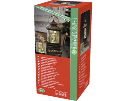 Verpackung einer LED-Laterne für den Innenbereich mit Wintermotiv und Konst Smide Logo