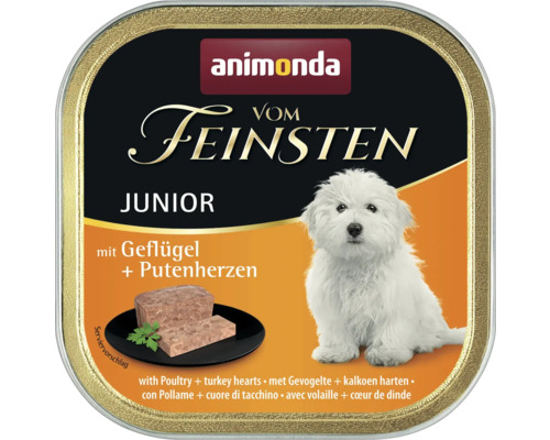 Hundefutter nass ANIMONDA vom Feinsten Junior mit Geflügel und Putenherzen 150 g