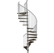 Wendeltreppe mit Holzstufen und Geländer