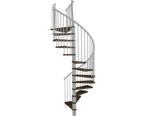 Wendeltreppe mit Holzstufen und Geländer