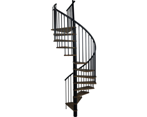 Wendeltreppe mit Geländer und Holzstufen