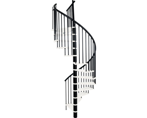 Wendeltreppe aus Metall mit Geländer