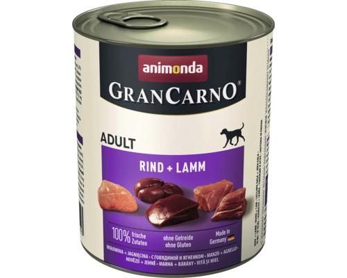 Hundefutter nass ANIMONDA Gran Carno Original Adult Rind und Lamm 800 g