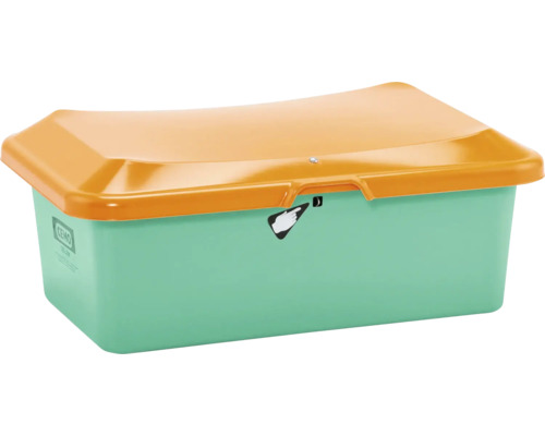 CEMO Streugutbehälter PLUS3 grün-orange 100 l Kunststoffbehälter mit Deckel