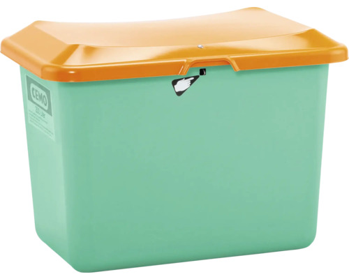 CEMO Streugutbehälter PLUS3 grün-orange 200 l Kunststoffbehälter mit Deckel, 200 Liter