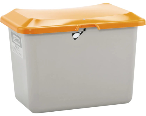 CEMO Streugutbehälter PLUS3 grau-orange 200 l Grauer Abfallbehälter mit orangem Deckel, 200 Liter Fassungsvermögen