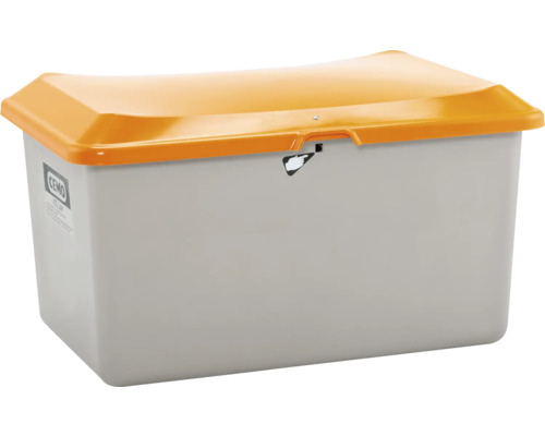CEMO Streugutbehälter PLUS3 grau-orange 400 l Streugutbehälter aus Kunststoff mit Deckel