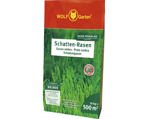 Wolf Garten Schattenrasen-Saatgut, 10 Kilogramm für 500 Quadratmeter Rasenfläche