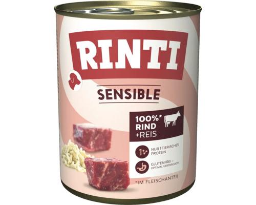Hundefutter nass RINTI Rinti Sensible Rind & Reis 800 g Hundefutter nass RINTI Rinti Sensible Rind & Reis 800 g