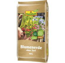 Floraself Blumenerde ohne Torf, 40 Liter Sack