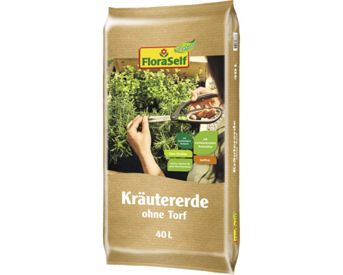 FloraSelf Kräutererde ohne Torf, 40 Liter, geeignet für Kräuterbeete und -töpfe