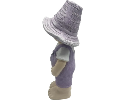 Dekofigur eines Jungen mit Hut und Latzhose für den Garten