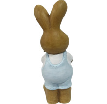 Dekofigur Hase mit Latzhose von hinten
