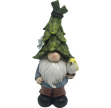 Gartenzwerg mit Vogel und Blätterhut