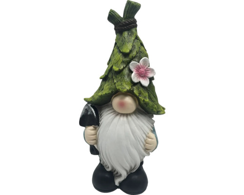 Gartenfigur Gartenzwerg mit Schaufel und Blüte