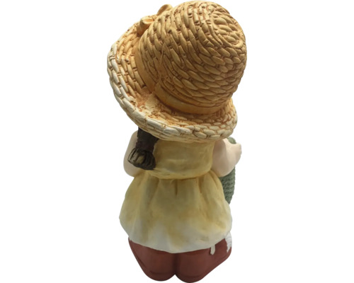Gartenfigur Mädchen mit Strohhut und Korb