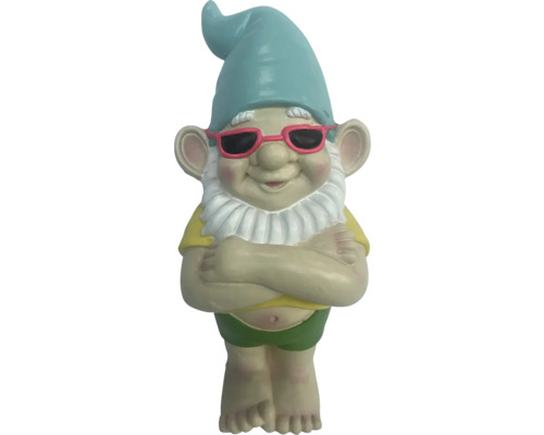 Gartenzwerg mit Sonnenbrille und gekreuzten Armen