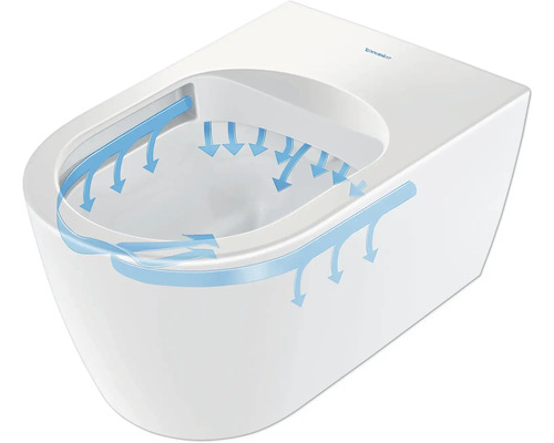 Wand-Tiefspülklosett mit Wasserfluss-Illustration