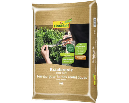 Kräuter- & Anzuchterde ohne Torf FloraSelf Nature 10 L