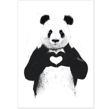 Illustration eines Pandas, der mit den Händen eine Herzform bildet