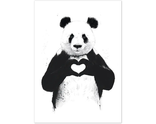 Illustration eines Pandas, der mit den Händen eine Herzform bildet