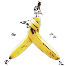 Illustration einer Figur, deren Körper aus Bananen besteht