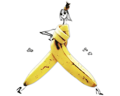 Illustration einer Figur, deren Körper aus Bananen besteht