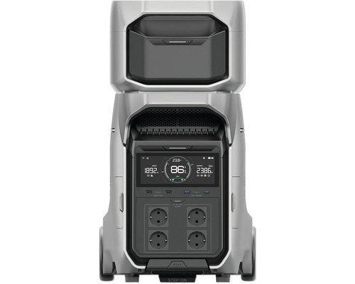 Tragbare Powerstation mit Display und mehreren Steckdosen
