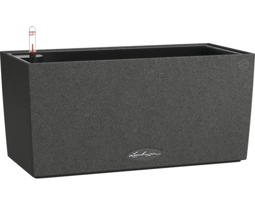 Blumenkasten Lechuza Balconera Stone Kunststoff 40 x 19 x 19 cm schwarz Rechteckiger Pflanzkasten mit Wasserstandsanzeiger