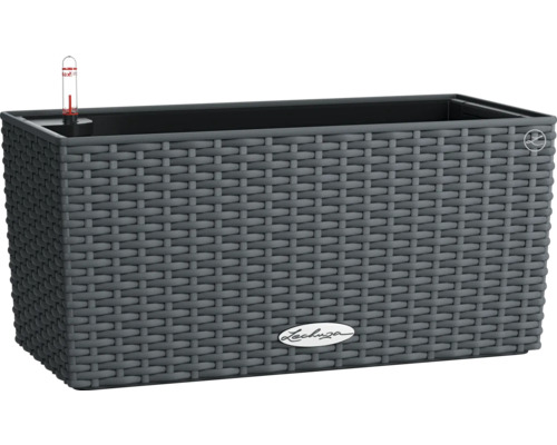 Blumenkasten Lechuza Balconera Cottage Kunststoff 40 x 19 x 19 cm grau granit Rechteckiger Pflanzkasten mit Bewässerungssystem und Rattanoberfläche