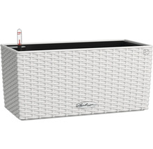 Rechteckiger Pflanzkasten mit Bewässerungssystem und Lechuza Logo.