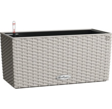 Rechteckiger Pflanzkasten mit Bewässerungssystem und Rattanoptik