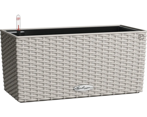 Blumenkasten Lechuza Balconera Cottage Kunststoff 40 x 19 x 19 cm sandbraun Rechteckiger Pflanzkasten mit Bewässerungssystem und Rattanoptik