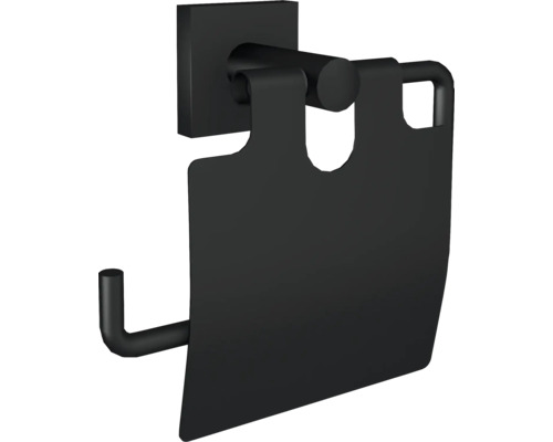 Toilettenpapierhalter Reika Saga mit Deckel schwarz matt