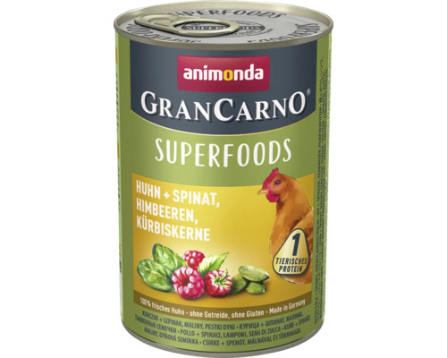 Nassfutter Hund Animonda Gran Carno Superfood Huhn & Spinat 400 g