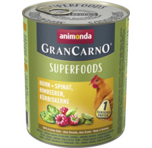 Animonda GranCarno Superfoods Hundenassfutter mit Huhn, Spinat, Himbeeren und Kürbiskernen in Konservendose