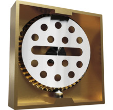 Querschnitt eines Lüftungsgerätes mit einem perforierten Rotor in einem Gehäuse