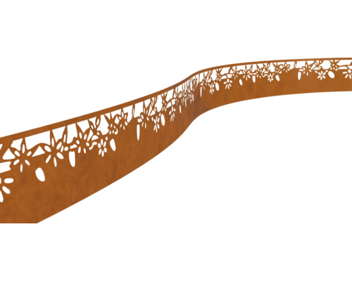 Beeteinfassung Rasenkante Flower Stärke 0,5 mm 500 x 23,75 cm Corten Dekorative Zaunblende aus Metall mit Blumenmuster