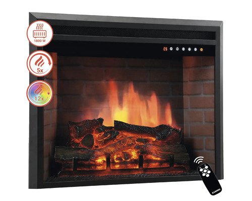 Elektrischer Kamin mit 1800 Watt Heizleistung, fünfstufiger Flammeneinstellung und zwölf Farben, inklusive Fernbedienung