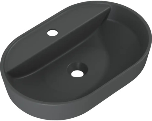 Ovale Waschschale mit Armaturloch und Ablauf