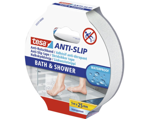 Tesa Antirutschband für Bad und Dusche, 5 Meter mal 25 Millimeter