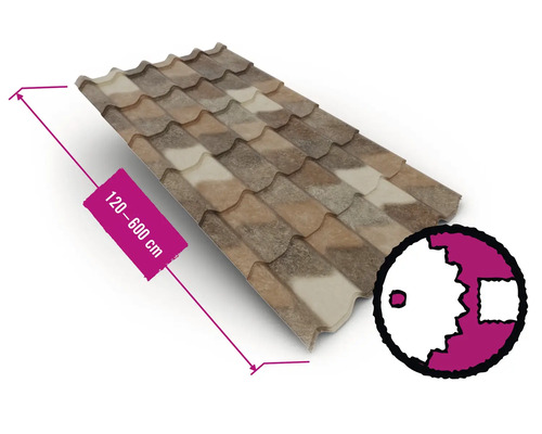 PRECIT Dachziegel RAL Spanish Granada Fixbreite 1070 mm x 0,5 mm (Meterware ab 120 bis max. 600 cm) PRECIT Dachziegel RAL Spanish Granada Fixbreite 1070 mm x 0,5 mm (Meterware ab 120 bis max. 600 cm)