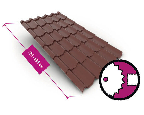 PRECIT Dachziegel RAL 3009 Oxidrot Fixbreite 1170 mm x 0,5 mm (Meterware ab 120 bis max. 600 cm) PRECIT Dachziegel RAL 3009 Oxidrot Fixbreite 1170 mm x 0,5 mm (Meterware ab 120 bis max. 600 cm)