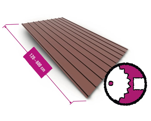 PRECIT Trapezblech H12 RAL 3009 Oxidrot Fixbreite 910 mm x 0,4 mm (Meterware ab 120 bis max. 600 cm)