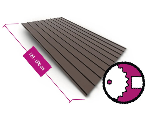 PRECIT Trapezblech H12 RAL 8017 Schokoladenbraun Fixbreite 910 mm x 0,4 mm (Meterware ab 120 bis max. 600 cm)
