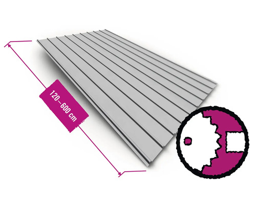 PRECIT Trapezblech H12 RAL 9006 Weißaluminium Fixbreite 910 mm x 0,4 mm (Meterware ab 120 bis max. 600 cm) PRECIT Trapezblech H12 RAL 9006 Weißaluminium Fixbreite 910 mm x 0,4 mm (Meterware ab 120 bis max. 600 cm)