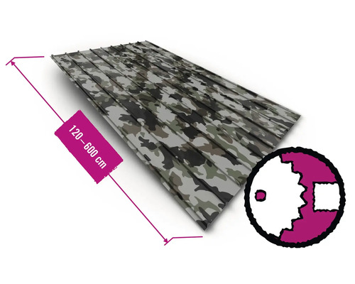 PRECIT Trapezblech H12 Camouflage Fixbreite 910 mm x 0,4 mm (Meterware ab 120 bis max. 600 cm)